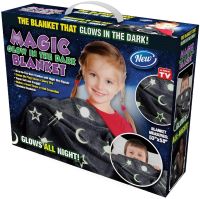 Дитячий світиться плед Magic Blanket місяць і зірки Рожевий 150х200 см плюшеве світиться покривало день-ніч, люмінесцентне покривало-плед