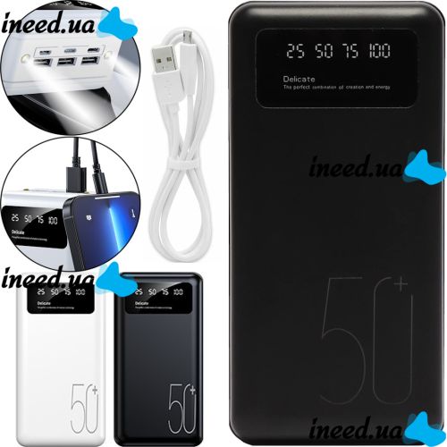Charger UMB Power Bank Viaking 50000 mAh smart-quality N7 3USB with Flashlight , Portable Battery Powerbank External Battery YM-500