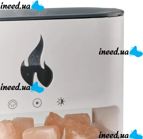 Настільний зволожувач повітря нічник з соляними каменями Docsal Flame Aroma Diffuser CAO з LED підсвічуванням 5W, соляна лампа аромадифузор Білий