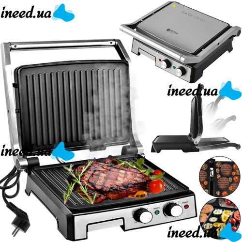 Electric Contact Grill Bitek BT-2681 2800W pressed double-sided electric meat grill with non-stick coating and timer Grill Maker