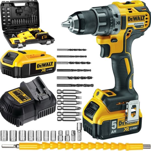 Cordless drill screwdriver DeWalt DCD771 (24V, 6AH) Devolt with a set of tools (28 units) + case