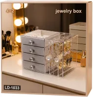 Шкатулка для хранения ювелирных украшений Jewelry Box LD-1033 акриловый органайзер с ящиками на 6 секций для бижутерии и аксессуаров XL-1831
