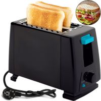 Electric Toaster Bitek BT-263 Black 1000w Kitchen Horizontal Electric Toaster for 2 Bread Toasts with Removable Tray 2 Slice Toaster Black