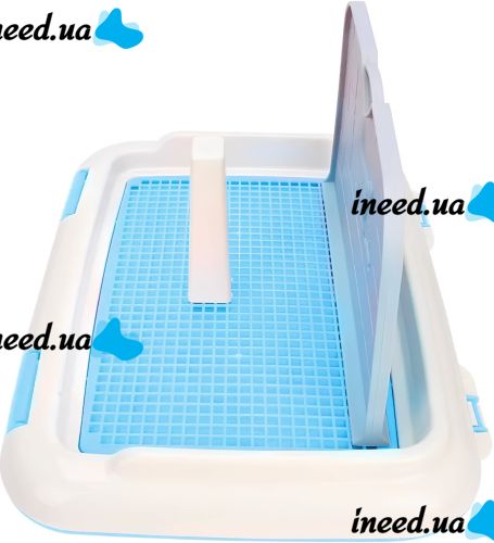Лоток для собак зі стовпчиком і стінкою Dog Toilet UniZoo 47. 5x36 см двошаровий туалет з рамкою і сіткою під пелюшку для собак із захистом від бризок