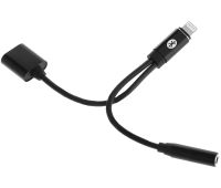 Перехідник Lightning to Headphone Jack Adapter MY026 аудіо адаптер 3.5mm розгалужувач на 2 порти для підключення зарядки і навушників до телефону