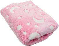 Дитячий світиться плед Magic Blanket місяць і зірки Рожевий 150х200 см плюшеве світиться покривало день-ніч, люмінесцентне покривало-плед