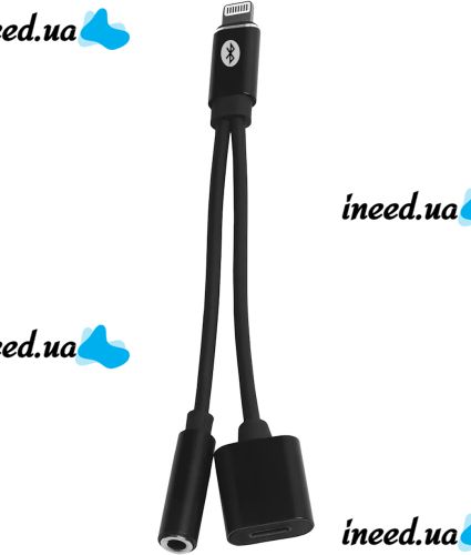 Перехідник Lightning to Headphone Jack Adapter MY026 аудіо адаптер 3.5mm розгалужувач на 2 порти для підключення зарядки і навушників до телефону