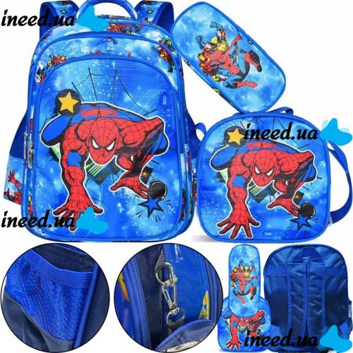 Школьный набор рюкзак, сумка и пенал Fashion Spider Man NA-6 для мальчиков, Детский комплект сумок Человек паук 3 в 1 портфель в школу для детей
