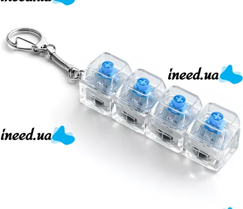 Брелок антистресс кейкап Switch Keychain SK-04 прозрачная игрушка кликер с 4 механическими клавишами, карабином для ключей и RGB подсветкой Jedel
