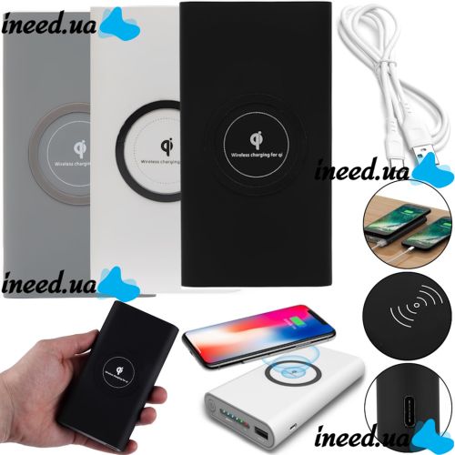 Wireless Charger Power Bank Qi Compatible 30000 mAh with Fast Charging , Portable External Battery USB Power Bank for Phone