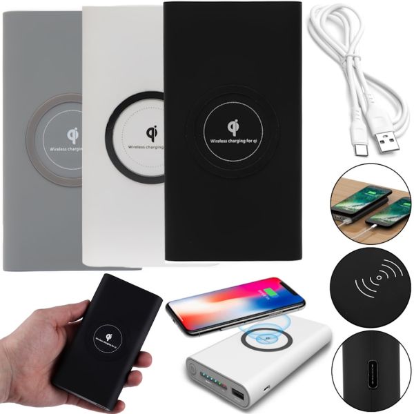 Беспроводное зарядное устройство Power Bank Qi Compatible 30000 mAh с быстрой зарядкой, портативный внешний аккумулятор USB повербанк для телефона