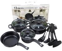 Kitchen tableware set 13 in 1 Royal Mark LY-381 with non-stick coating, Set of 13 items pot, frying pan and kitchen utensils 