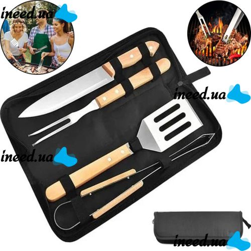 A universal set of barbecue tools 4 in 1 + a case, a set of accessories for barbecue, picnic and barbecue, Barbecue accessories in a case