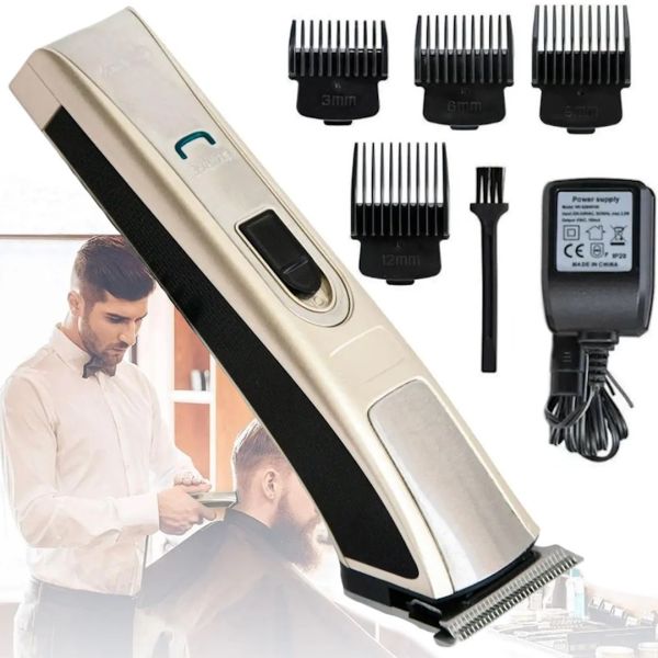 Gemei GM-657 3W Cordless Rechargeable Hair Clipper, Rechargeable Trimmer Razor for Edging Beard and Mustache Gemmy Golden