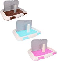 Лоток для собак зі стовпчиком і стінкою Dog Toilet UniZoo 47. 5x36 см двошаровий туалет з рамкою і сіткою під пелюшку для собак із захистом від бризок
