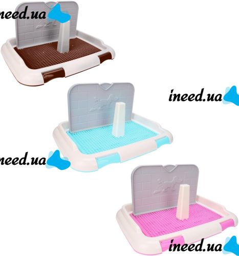 Лоток для собак зі стовпчиком і стінкою Dog Toilet UniZoo 47. 5x36 см двошаровий туалет з рамкою і сіткою під пелюшку для собак із захистом від бризок