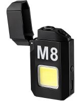 Spiral Flameless Lighter Lovers M8 Electric Pulse USB Rechargeable Lighter with LED Flashlight 3 Modes and Charge Indicator LV-600
