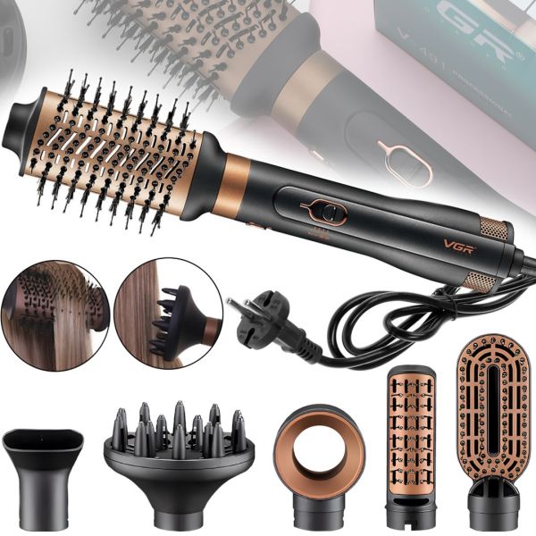 VGR V-491 6 in 1 Hair Dryer Styler Brush Brush with Brush Heads 1000W Multistyler for drying and straightening with ceramic coating Black