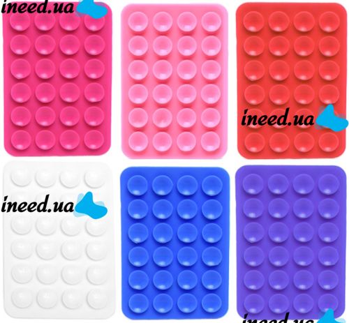 Sticker Side Silicone 8x5.5cm double-sided silicone suction cup phone lipper holder, 24 suction cups for smartphone Octobuddy
