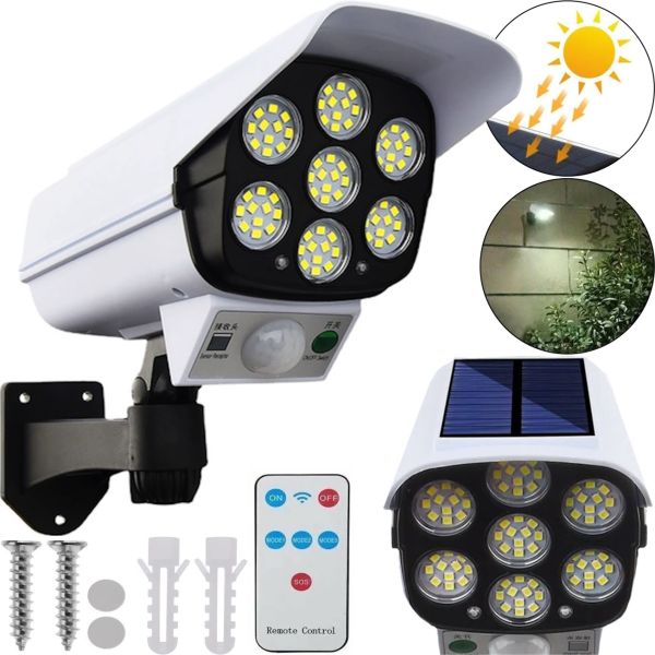Outdoor wall lamp dummy in the form of a Jianlips JLP-2178 camera spotlight with motion sensor and remote control, CL877A solar-powered camera