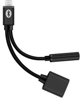 Перехідник Lightning to Headphone Jack Adapter MY026 аудіо адаптер 3.5mm розгалужувач на 2 порти для підключення зарядки і навушників до телефону