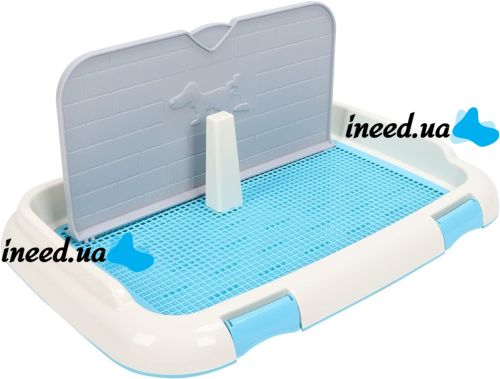 Лоток для собак зі стовпчиком і стінкою Dog Toilet UniZoo 47. 5x36 см двошаровий туалет з рамкою і сіткою під пелюшку для собак із захистом від бризок