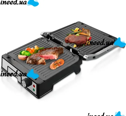 Electric contact grill Bitek BT-2687 3000W pressure double-sided electric grill for meat with non-stick coating and timer from mains 220V