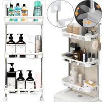 Wall shelf organizer Stenson R93341 for storing bathroom accessories 3 tiers above the toilet, Shelf rack 3 levels for toilet and bathroom