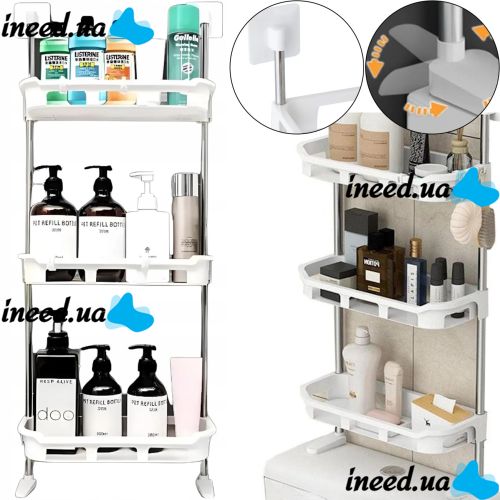 Wall shelf organizer Stenson R93341 for storing bathroom accessories 3 tiers above the toilet, Shelf rack 3 levels for toilet and bathroom