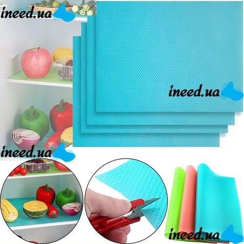 Antibacterial Silicone Mats 4 Pcs for Tescoma 4FOOD Refrigerator Shelves 45x30 cm, Set of universal mats napkins for shelves