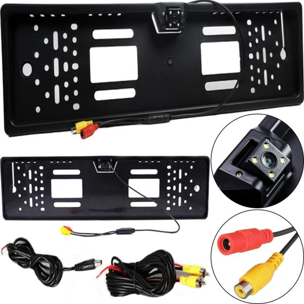 Color Rear View Camera in License Plate Frame SmartTech A58 JX9488A with Backlight 4LED Holder License Plate Frame with Camera, Author Frame Black