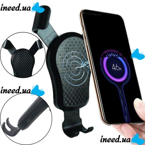 Car Phone Holder with Wireless Charging HZ HWC3 8W, Car Holder, Universal Car Charging Holder in Car, Black
