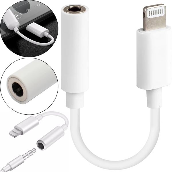 Универсальный кабель аудио переходник для наушников Lightning на 3.5mm AUX Headphone Adapter J-002, Адаптер USB-C для телефона IPhone Белый