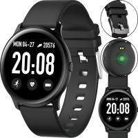 Wrist Smart Watch KW19 Black 44mm with Pressure Measurement and Fitness Tracker Smart Bluetooth Watch with Heart Rate Monitor IP67 Black