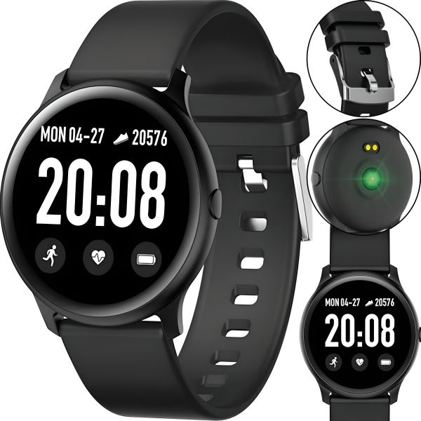 Наручные Смарт часы Smart Watch KW19 Black 44mm c измерением давления и фитнес трекером Умные Bluetooth часы с пульсометром IP67 Черные