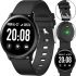 Wrist Smart Watch KW19 Black 44mm with Pressure Measurement and Fitness Tracker Smart Bluetooth Watch with Heart Rate Monitor IP67 Black