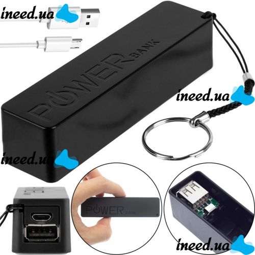 External Battery Battery Power Bank Esperanza XMP101K Xiaomi 2600 mAh for Charging, Charger Powerbank A5 USB 1A with 18650 with Keychain Black