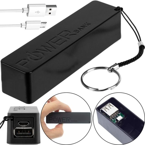Внешний аккумулятор батарея Power Bank Esperanza XMP101K Xiaomi 2600 mAh для зарядки, Зарядное устройство Повербанк A5 USB 1A с 18650 с брелком Черный