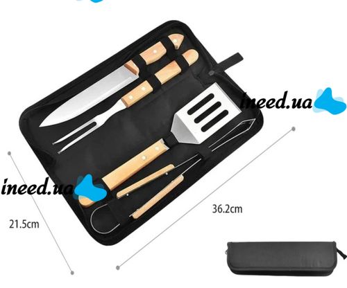 A universal set of barbecue tools 4 in 1 + a case, a set of accessories for barbecue, picnic and barbecue, Barbecue accessories in a case