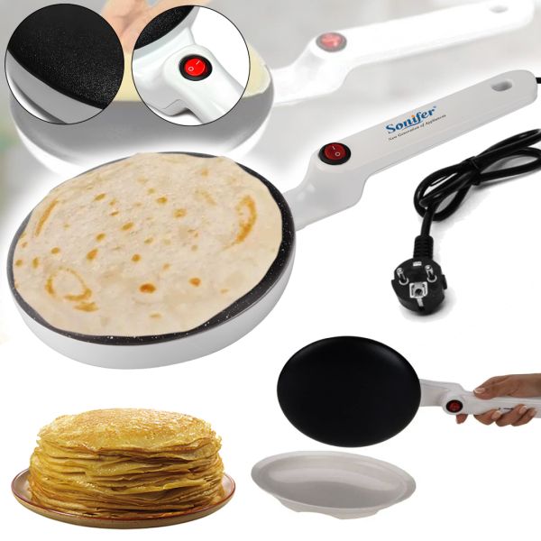 Submersible Pancake Maker Sonifer Crepe Maker SF-3034 650W Electric Pancake Pan 20 cm Electric Pancake Maker with non-stick Coating White