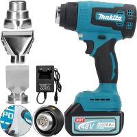 Акумуляторний будівельний фен Makita DHG180RT 48V 5Ah з 3 насадками, Промисловий тепловий пістолет 50-550°C Макіта з 2 акумуляторами в кейсі