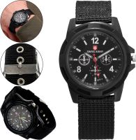 Чоловічі наручні армійські Годинники Swiss Army кварцові годинники Quartz на руку з ремінцем з нейлону 29 см чорні