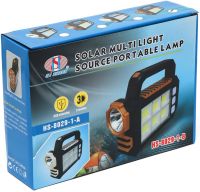 Ручний акумуляторний ліхтар з повербанком Solar Multilight HS-8029-1-B 3W портативний світлодіодний світлодіодний ліхтарик прожектор з сонячною панеллю USB