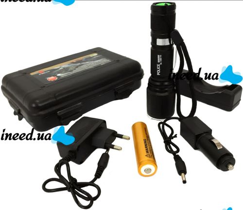Ручний акумуляторний ліхтарик Bailong BL-1860-T6 з фокусуванням 50000w тактичний світлодіодний LED ліхтар 5 режимів з акумулятором Police BL1860