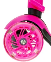 Триколісний дитячий самокат беговел Scooter FYS-2864 Pink 5 в 1 зі складним сидінням, батьківською ручкою та колесами, що світяться, для дітей Рожевий