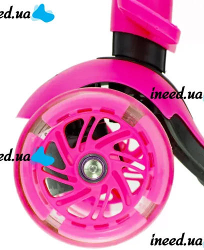 Триколісний дитячий самокат беговел Scooter FYS-2864 Pink 5 в 1 зі складним сидінням, батьківською ручкою та колесами, що світяться, для дітей Рожевий