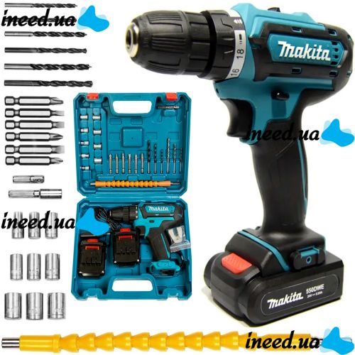 Makita DF550DWE 24V 5AH Li-Ion cordless screwdriver + Spare battery in a case and a set of tools wireless impact DDF453RFE
