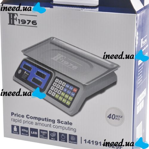 Electronic trading scales up to 40 kg F1976 14191-4066F 33*35 cm desktop scales for trading with price counter and calculator, rechargeable for 40 kg