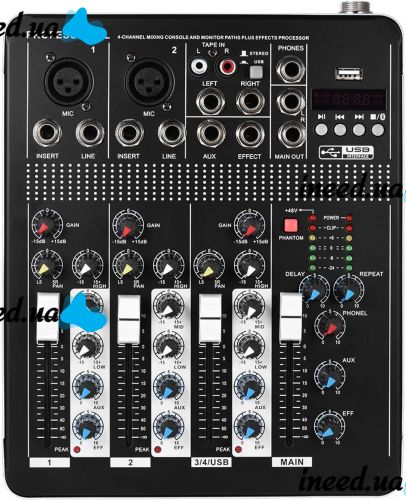 Professional Mixing Console Yamaha Mixer BT4000 2ch BT 4-Channel Active Audio Mixer with Built-in Amplifier and Bluetooth MX-4000BT Black
