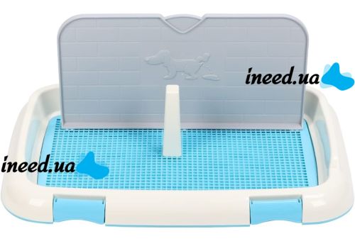 Лоток для собак зі стовпчиком і стінкою Dog Toilet UniZoo 47. 5x36 см двошаровий туалет з рамкою і сіткою під пелюшку для собак із захистом від бризок